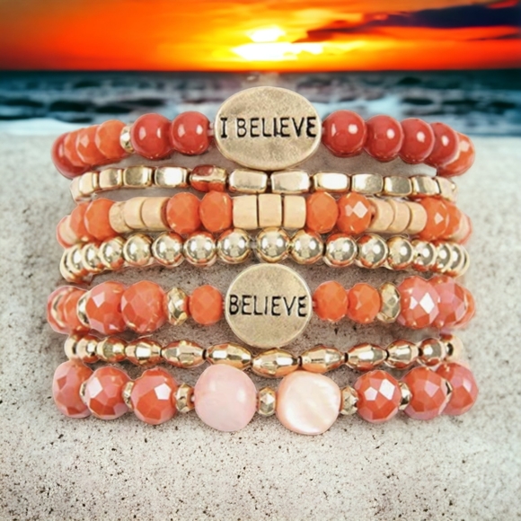 Inspirational Words Coral Bracelets - Picture 2 of 2